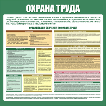 С06 Стенд организация обучения по охране труда (1000х1000 мм, пластик ПВХ 3 мм, алюминиевый багет золотого цвета) - Стенды - Стенды по охране труда - Магазин охраны труда и техники безопасности stroiplakat.ru